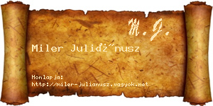 Miler Juliánusz névjegykártya